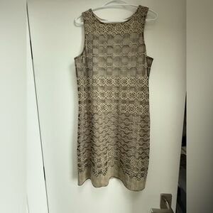 Max Studio Geometric Patterned Midi Dress - Tan